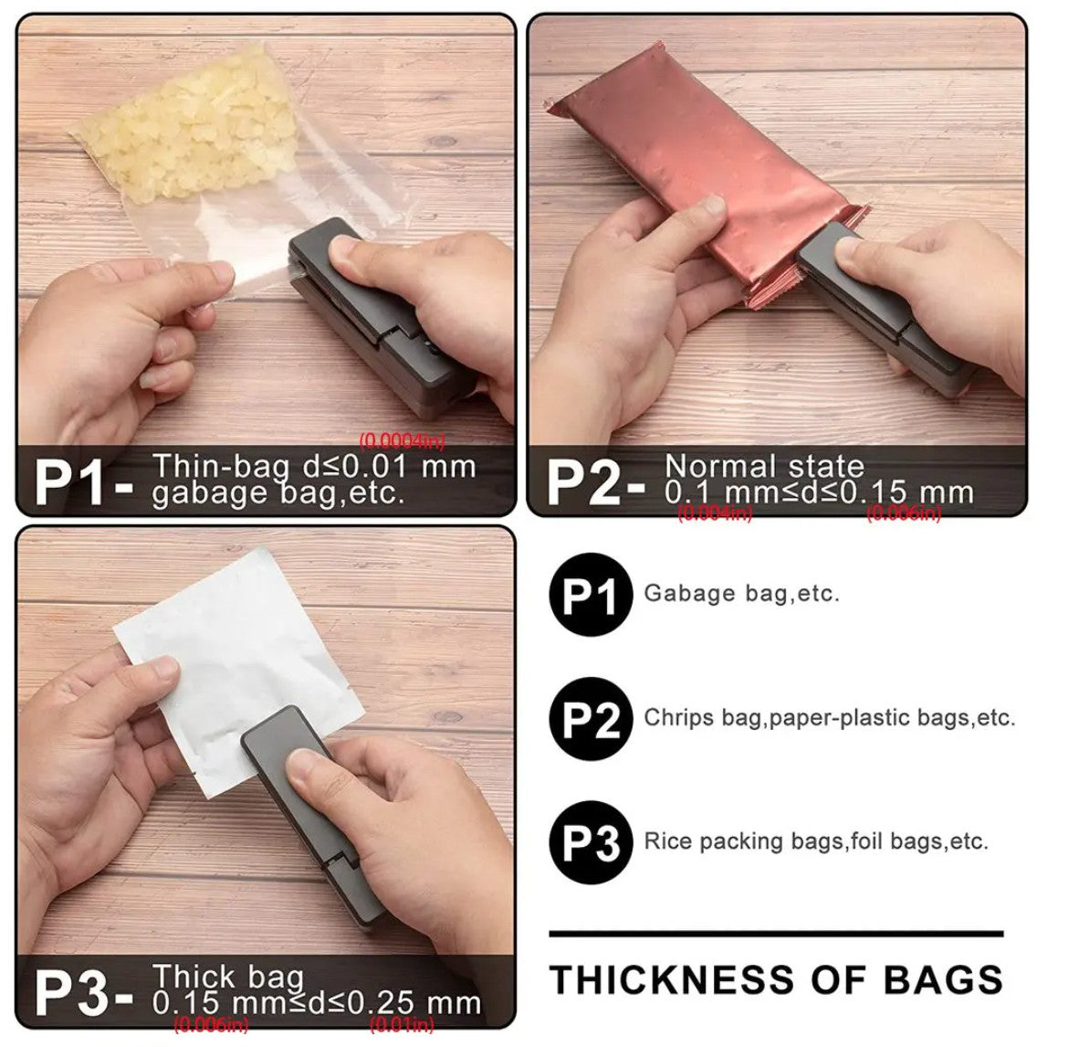 Mini Portable Bag Sealer & Cutter with Detachable Hook