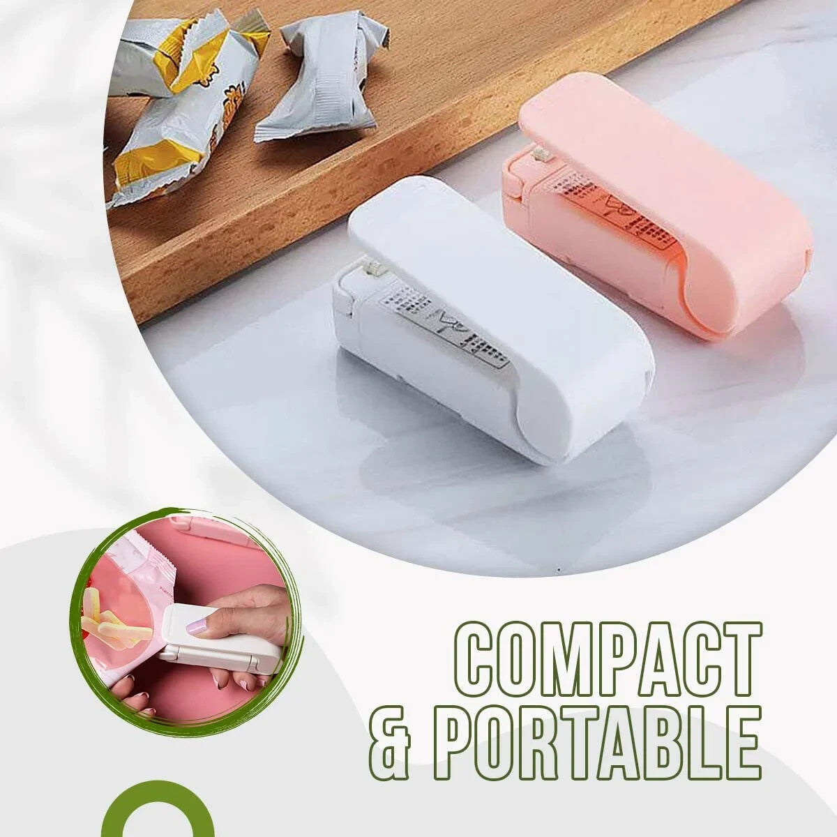 Mini Portable Bag Sealer & Cutter with Detachable Hook