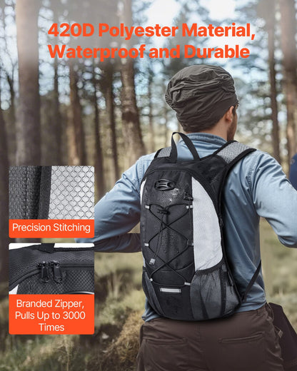 Hydration Backpack with 2L TPU Water Bladder, Hydration Pack Backpack, Lightweight Hiking Water Backpack for Men Women, Hydro Water Daypack for Hiking, Running, Cycling, Camping &amp; Rave