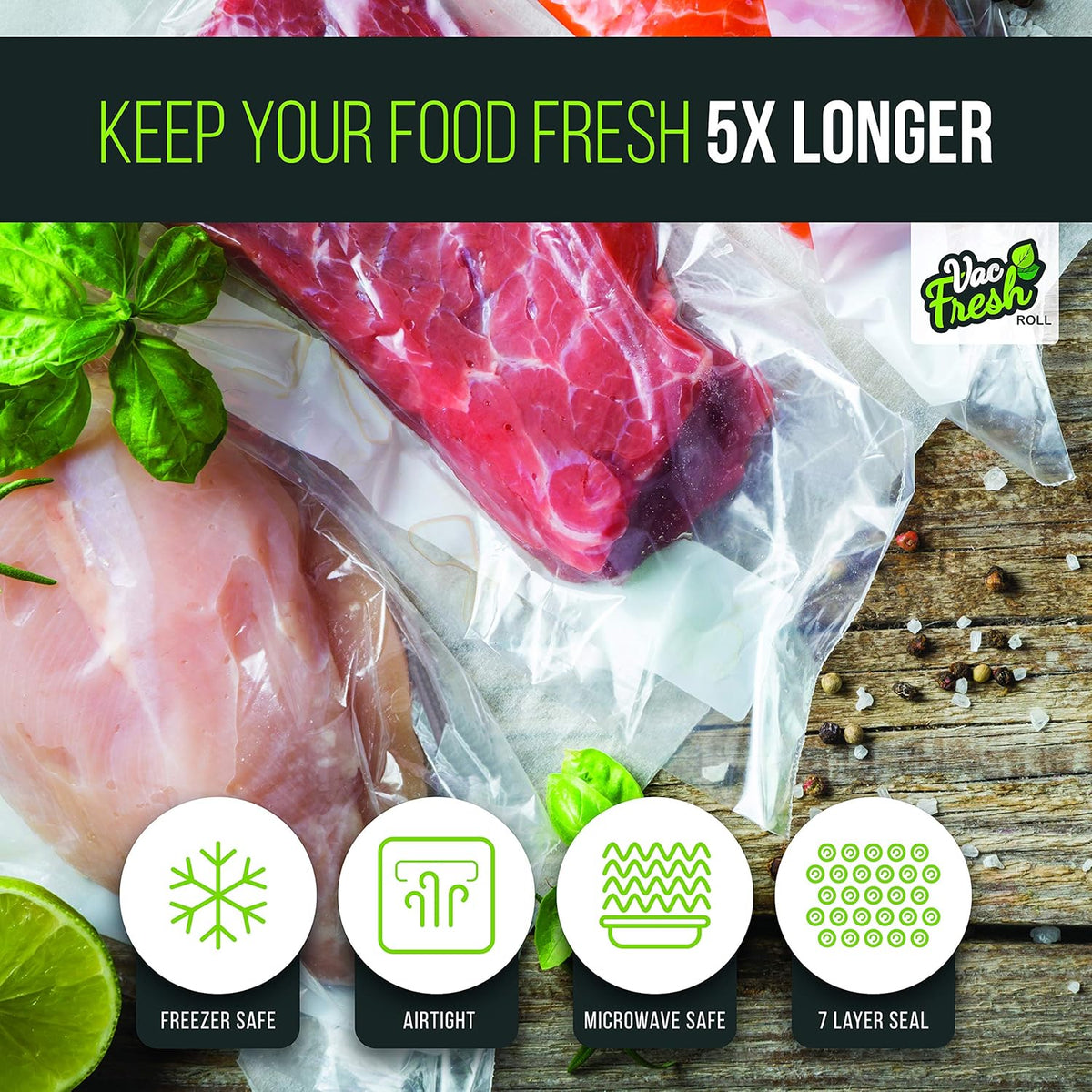Vac Fresh Food Vacuum Sealer Rolls (8" X 50&