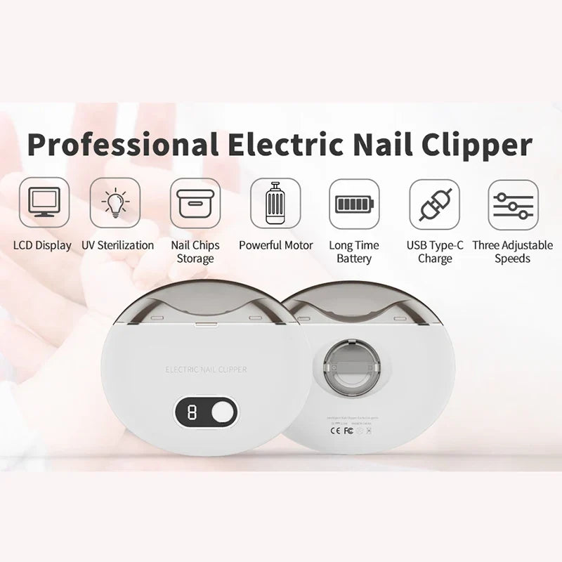 2 in 1 Electric Nail Clipper Cutter 3 Speed Low Noice
