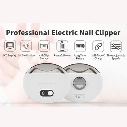 2 in 1 Electric Nail Clipper Cutter 3 Speed Low Noice