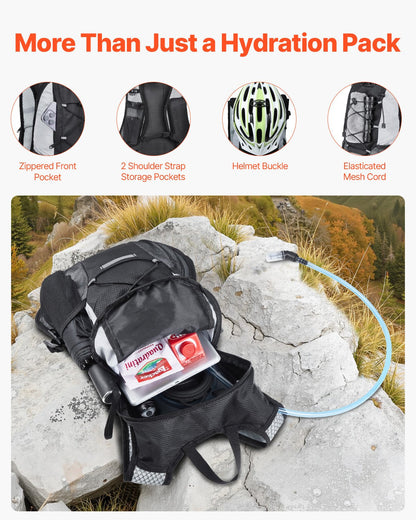 Hydration Backpack with 2L TPU Water Bladder, Hydration Pack Backpack, Lightweight Hiking Water Backpack for Men Women, Hydro Water Daypack for Hiking, Running, Cycling, Camping &amp; Rave