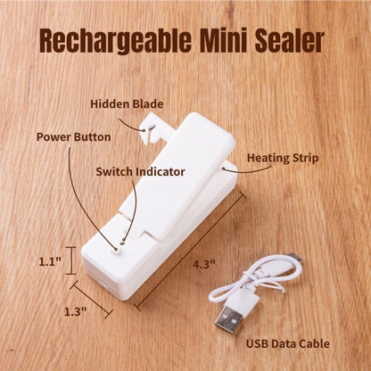 Mini Portable Bag Sealer &amp; Cutter with Detachable Hook
