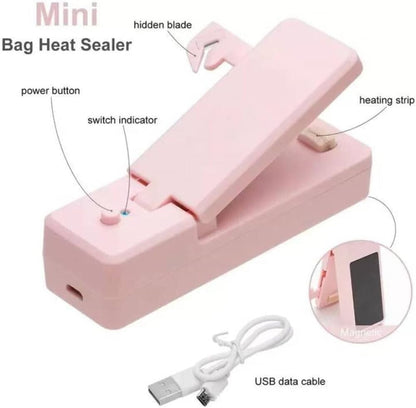 Mini Portable Bag Sealer &amp; Cutter with Detachable Hook